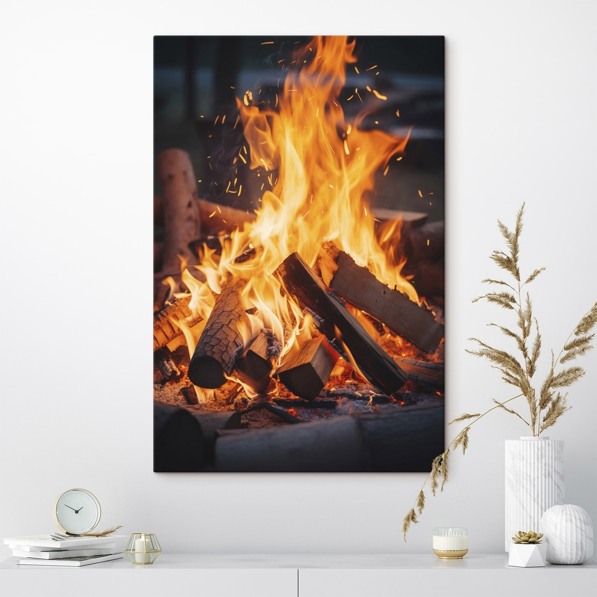 Vurig vreugdevuur met hout — interieur 3