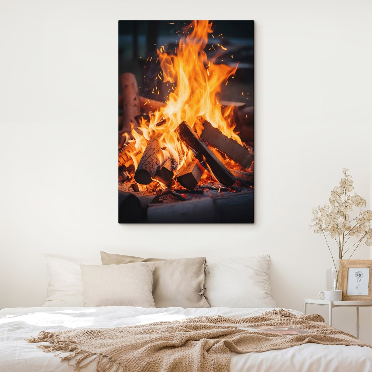 Vurig vreugdevuur met hout — interieur 2
