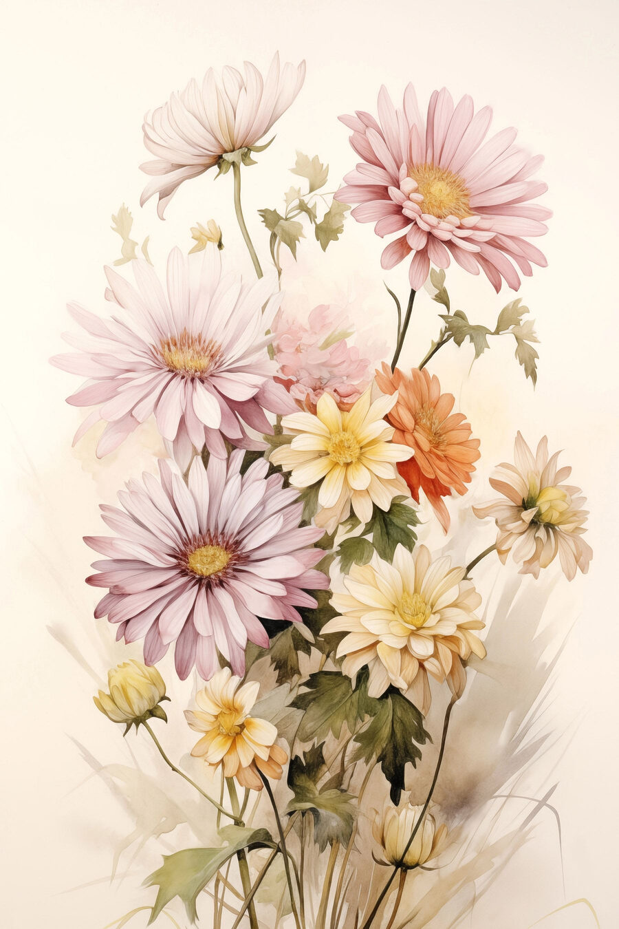 Schilderij van bloemen op een witte achtergrond — volledig ontwerp