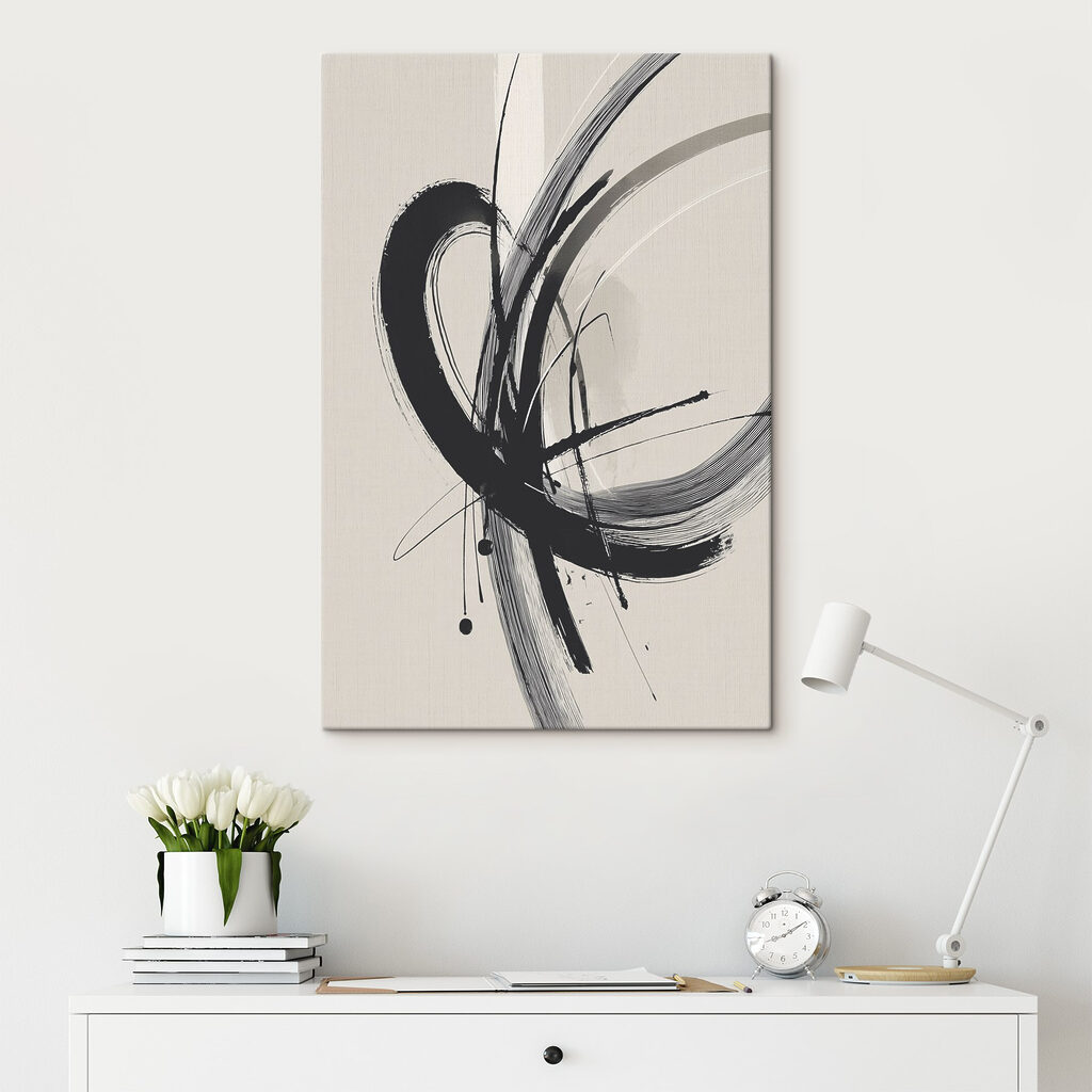 Zwart-witfoto van een werveling in een interieur