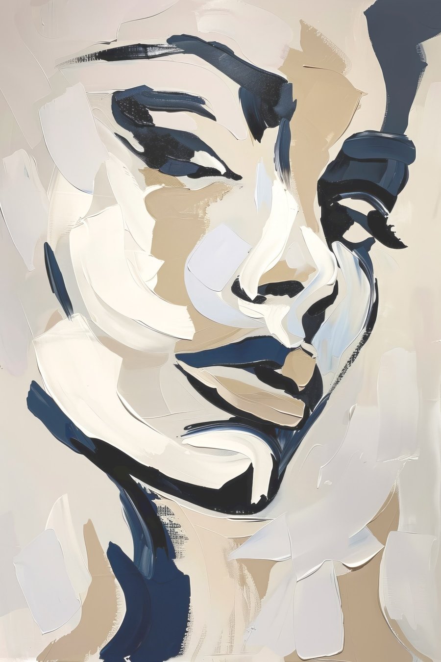 Abstract portret van een vrouw met imitatie penseelstreken — volledig ontwerp