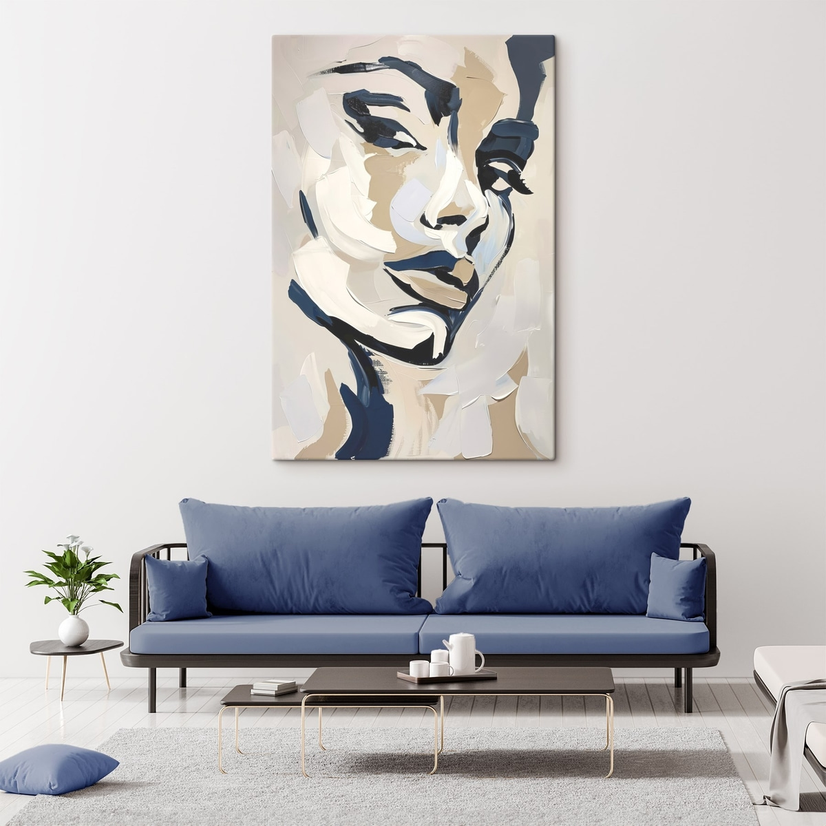 Abstract portret van een vrouw met imitatie penseelstreken — interieur 1