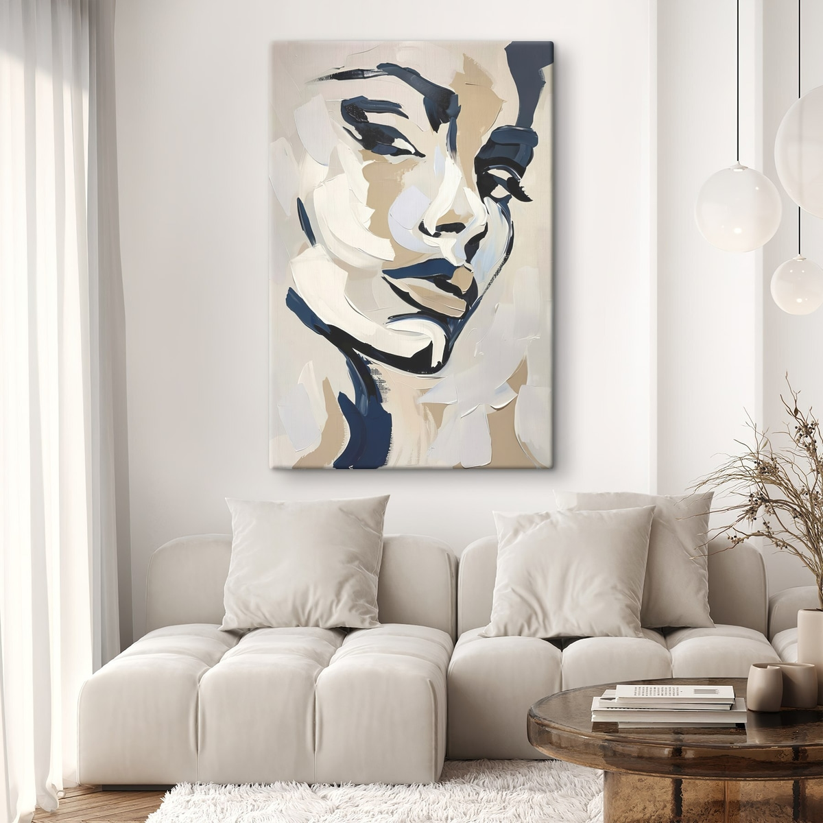 Abstract portret van een vrouw met imitatie penseelstreken — interieur 2