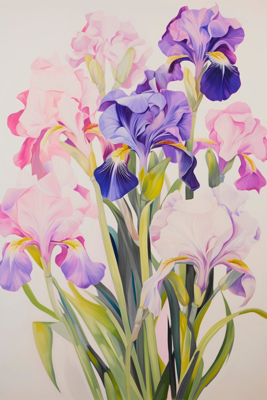 Schilderij van bloemen op een witte achtergrond — volledig ontwerp