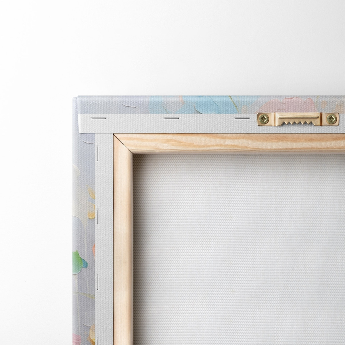 Bloemmotief: abstract boeket in pasteltinten — achterkant