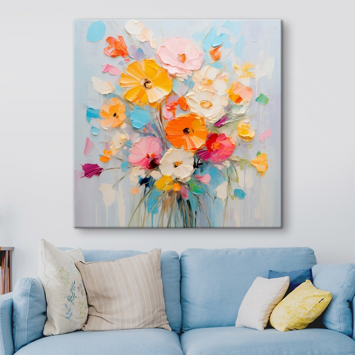 Bloemmotief: abstract boeket in pasteltinten — interieur 1