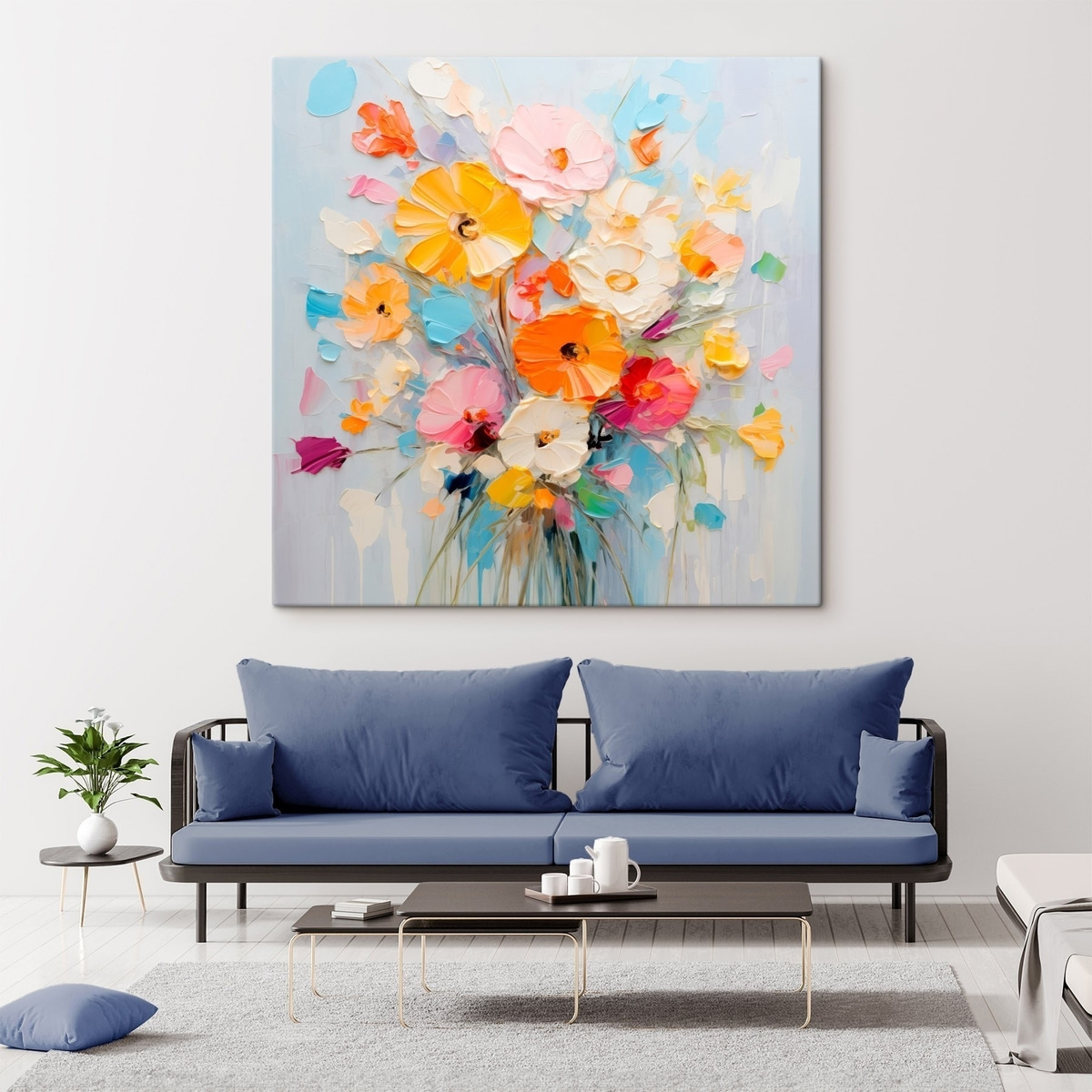 Bloemmotief: abstract boeket in pasteltinten — interieur 2