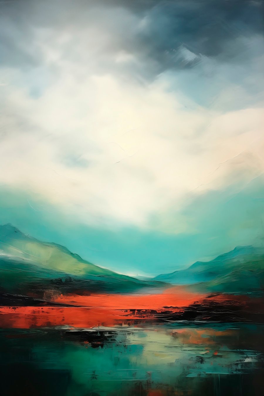 Helder landschap met wolken en bergen — volledig ontwerp