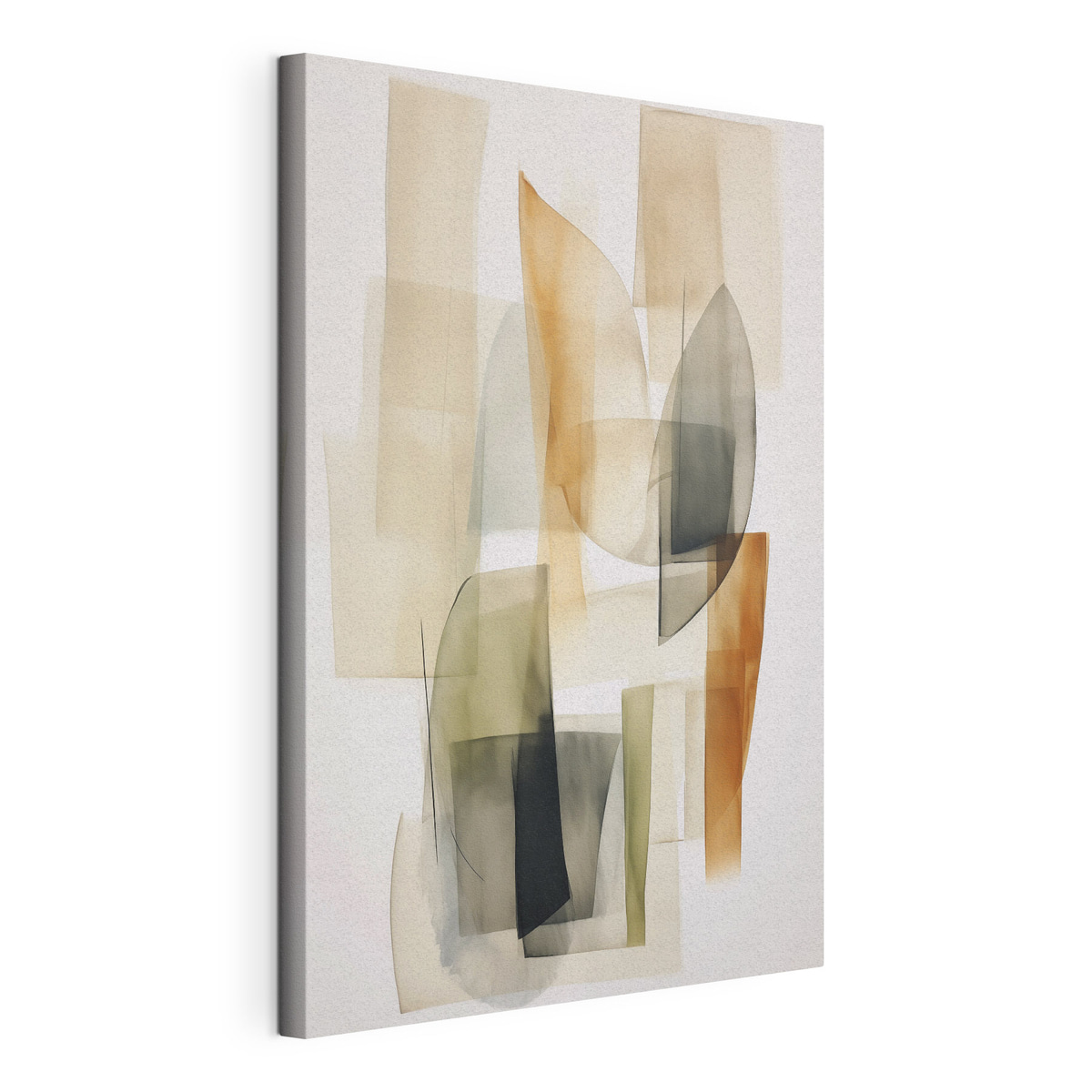 Abstractievlekken imitatie aquarel, gespannen canvas met doorlopende rand
