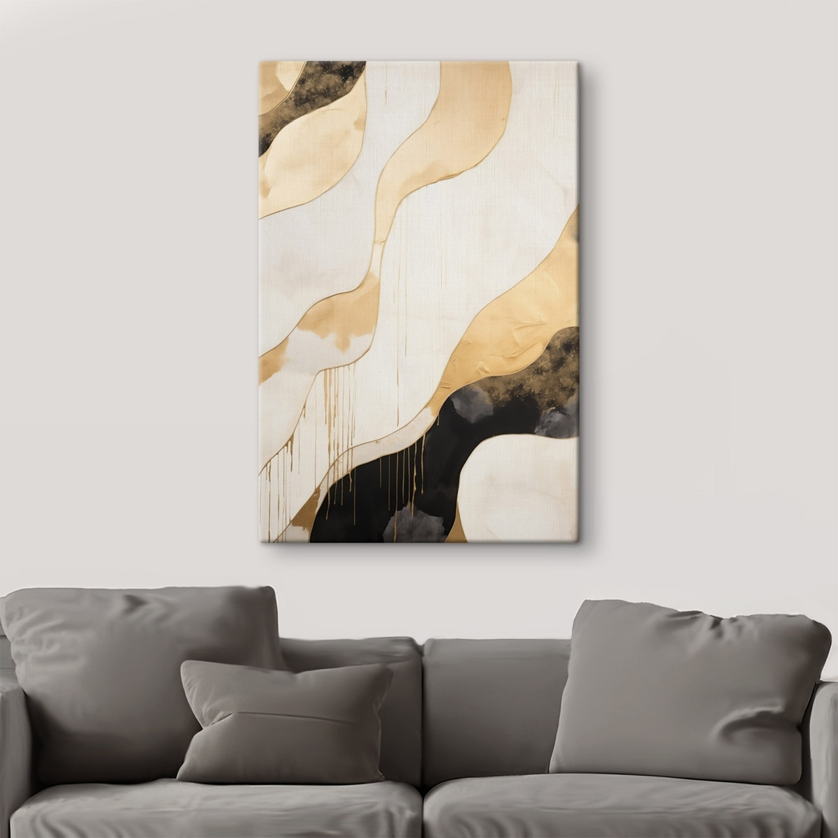 Abstracte oranje en zwarte golvende lijnen — interieur 1