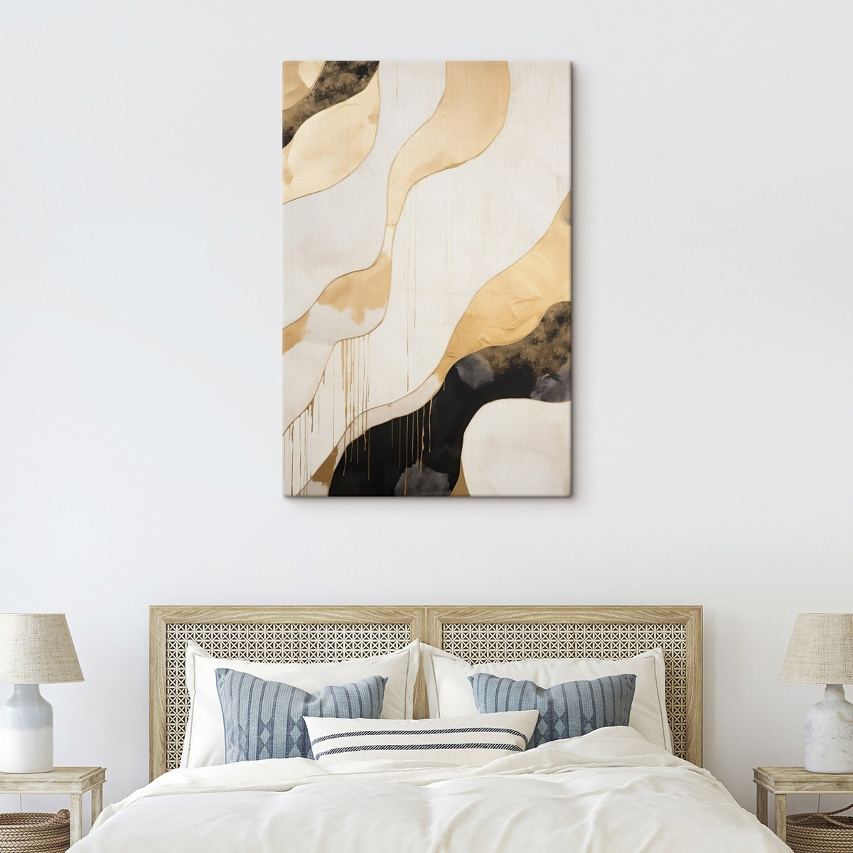 Abstracte oranje en zwarte golvende lijnen — interieur 2