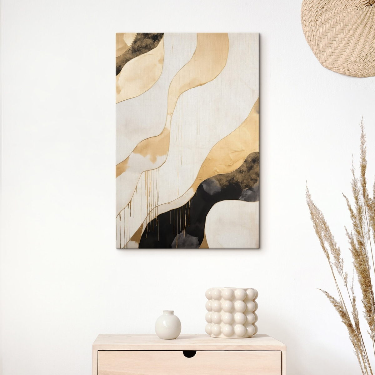 Abstracte oranje en zwarte golvende lijnen — interieur 3