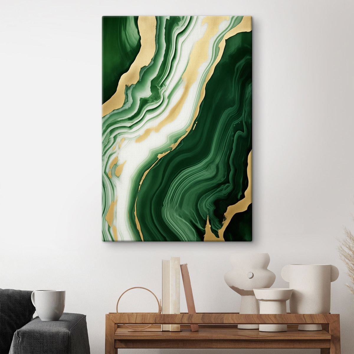 Groen-wit-geel marmeren texturen — interieur 1