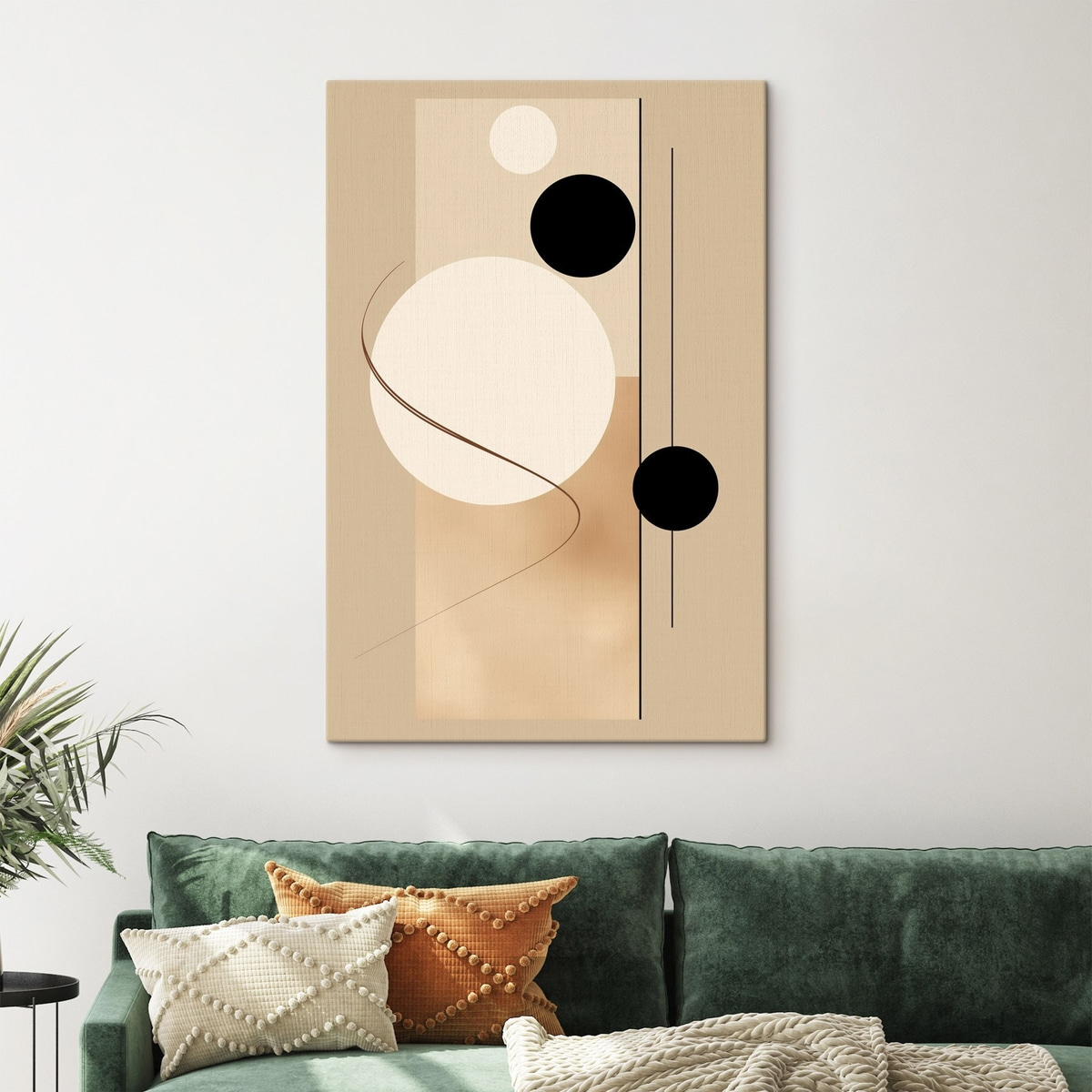 Minimalistische abstracte cirkels op een beige achtergrond — interieur 2