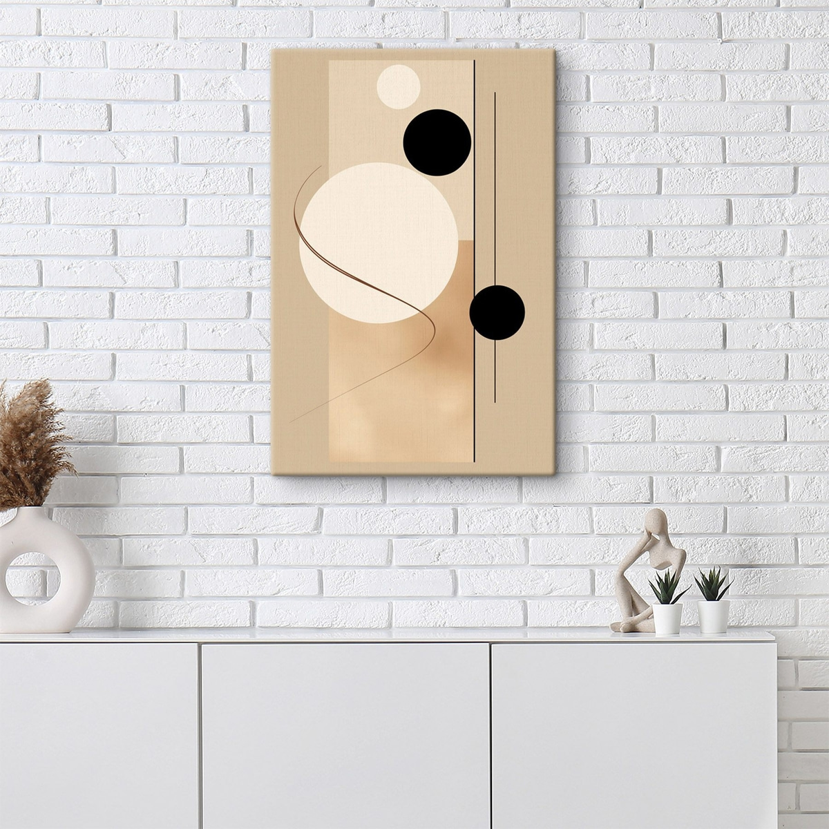Minimalistische abstracte cirkels op een beige achtergrond — interieur 3