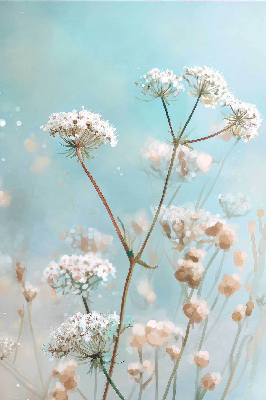 Verfijnde bloemen tegen een zachte achtergrond — volledig ontwerp