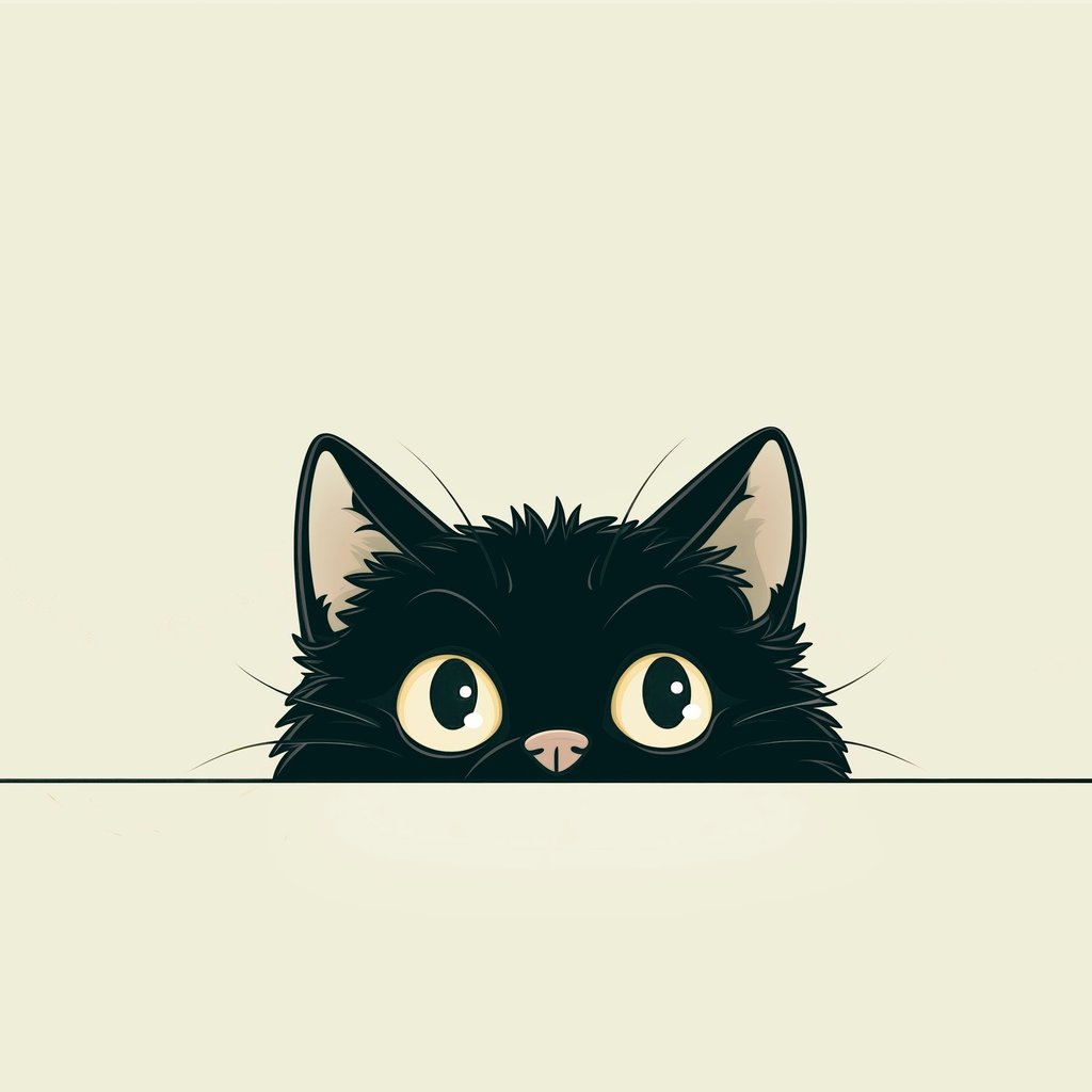 Schattige zwarte kat in illustratiestijl — volledig ontwerp