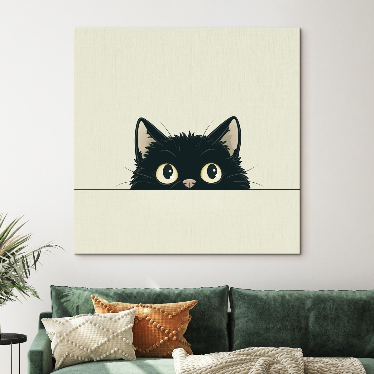 Schattige zwarte kat in illustratiestijl — interieur 1