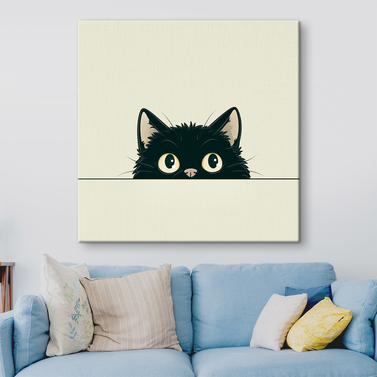 Schattige zwarte kat in illustratiestijl — interieur 2