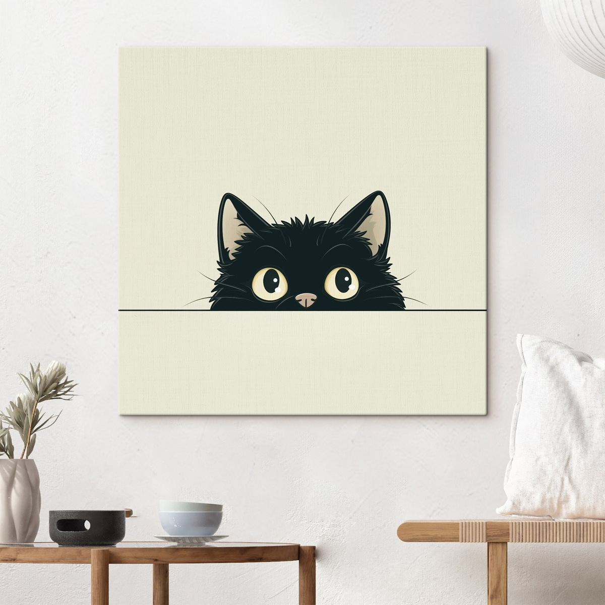 Schattige zwarte kat in illustratiestijl — interieur 3