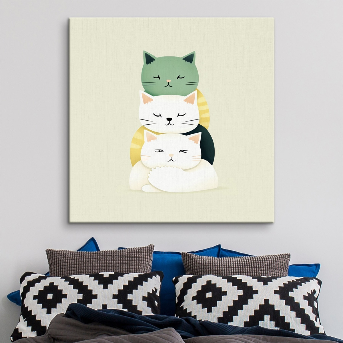 Compositie van drie katten in animatiestijl — interieur 2