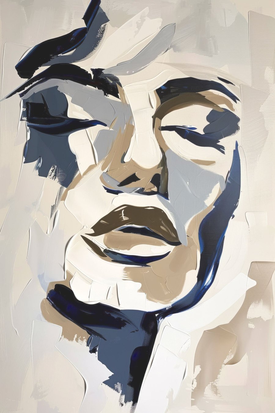 Abstract portret van een vrouw met imitatie penseelstreken — volledig ontwerp