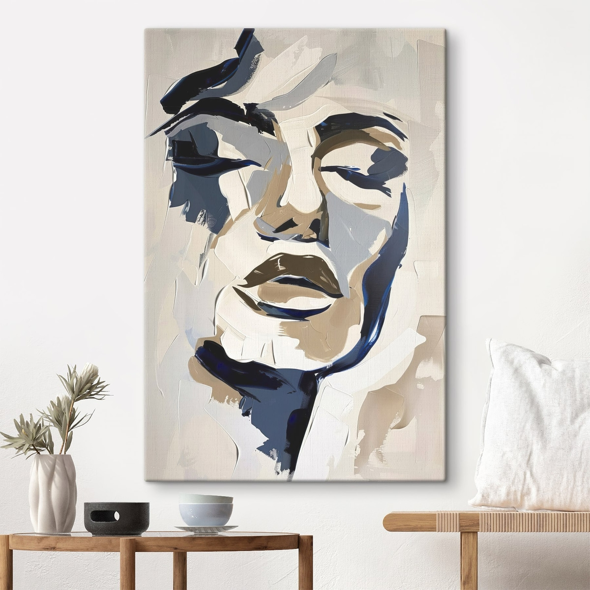 Abstract portret van een vrouw met imitatie penseelstreken — interieur 3