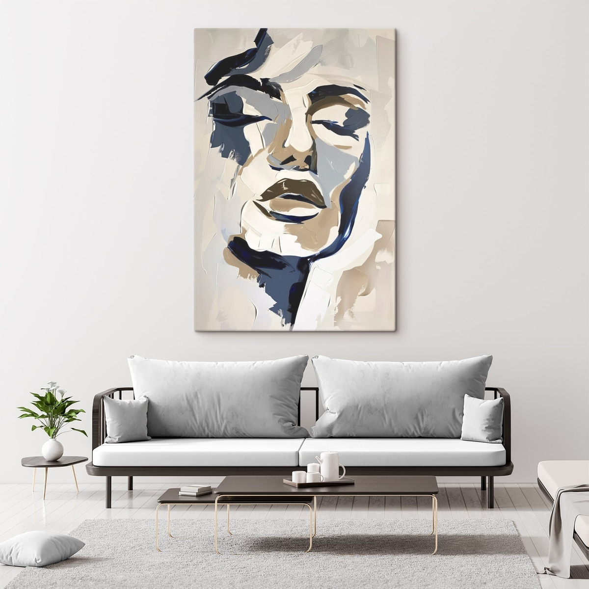 Abstract portret van een vrouw met imitatie penseelstreken — interieur 2