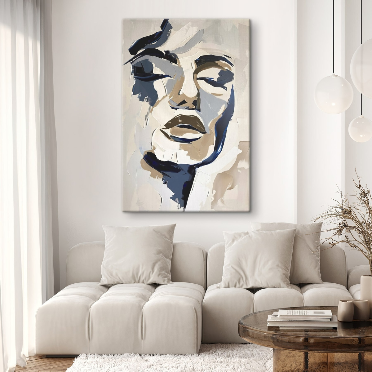 Abstract portret van een vrouw met imitatie penseelstreken — interieur 1
