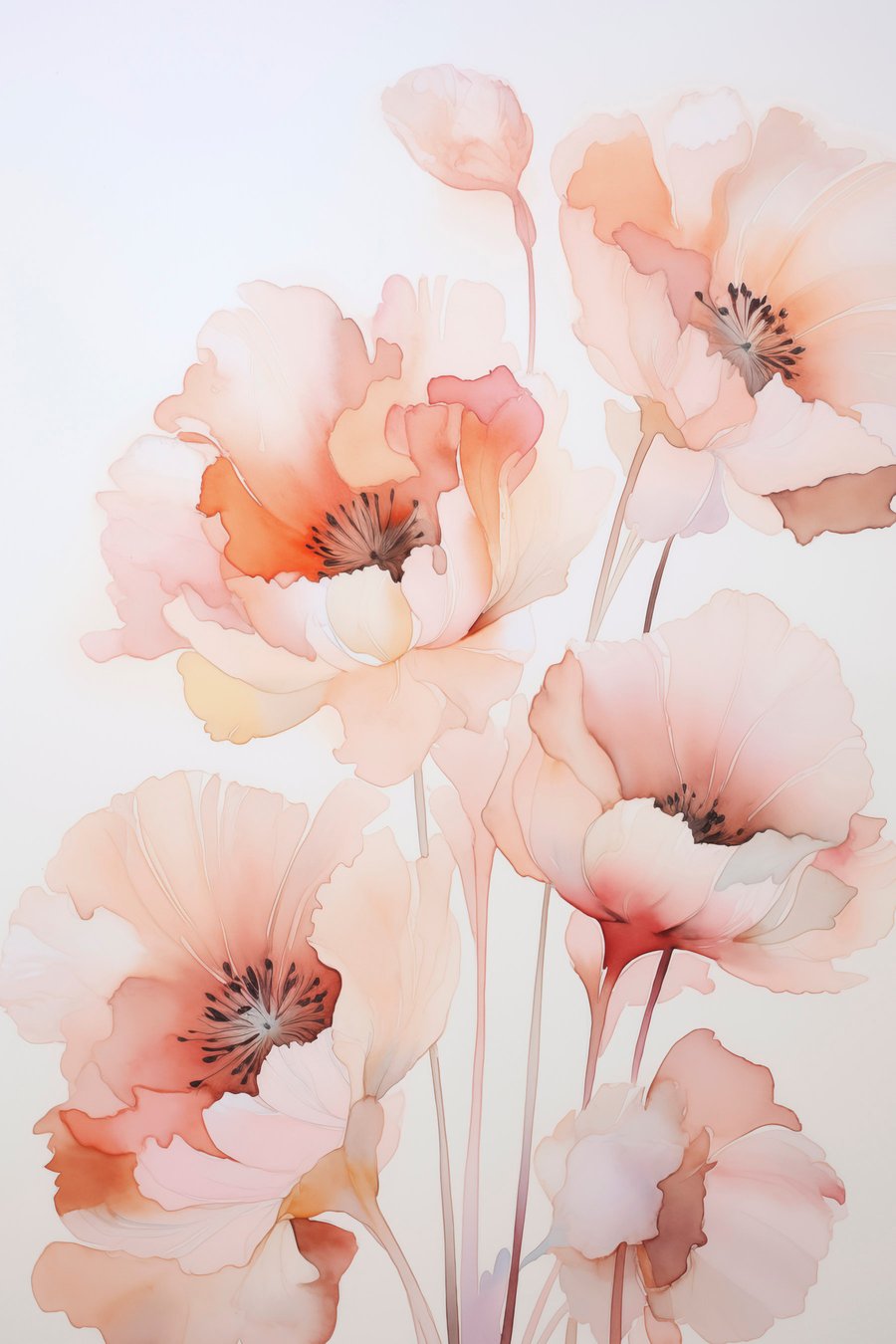 Klaprozen imitatie aquarel — volledig ontwerp