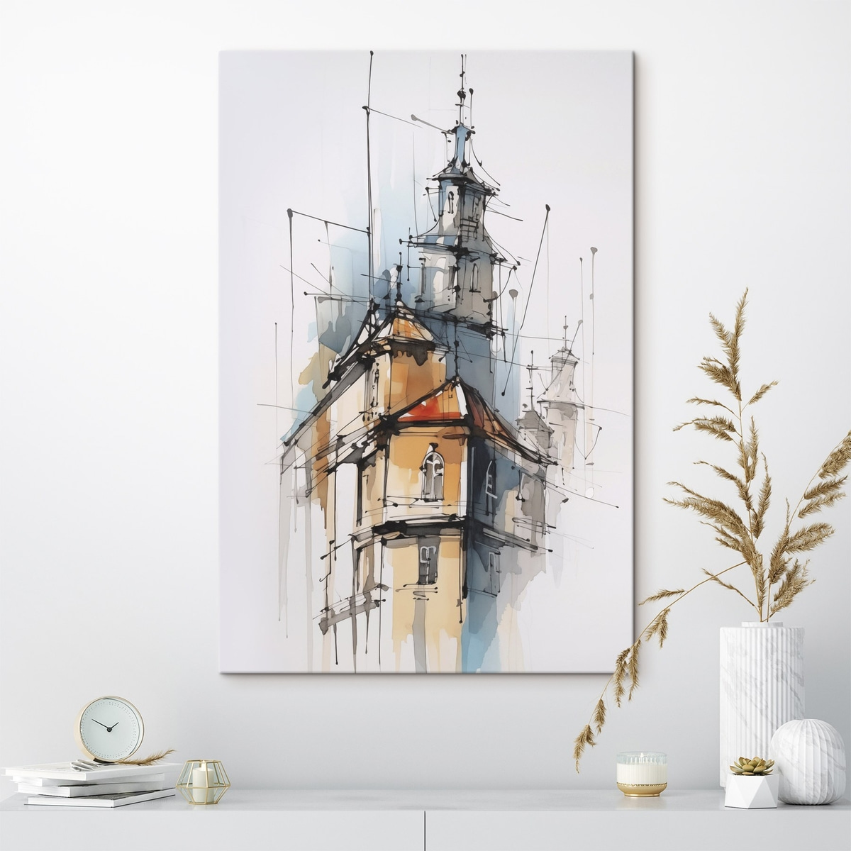 Huizen imitatie schets en aquarel — interieur 2