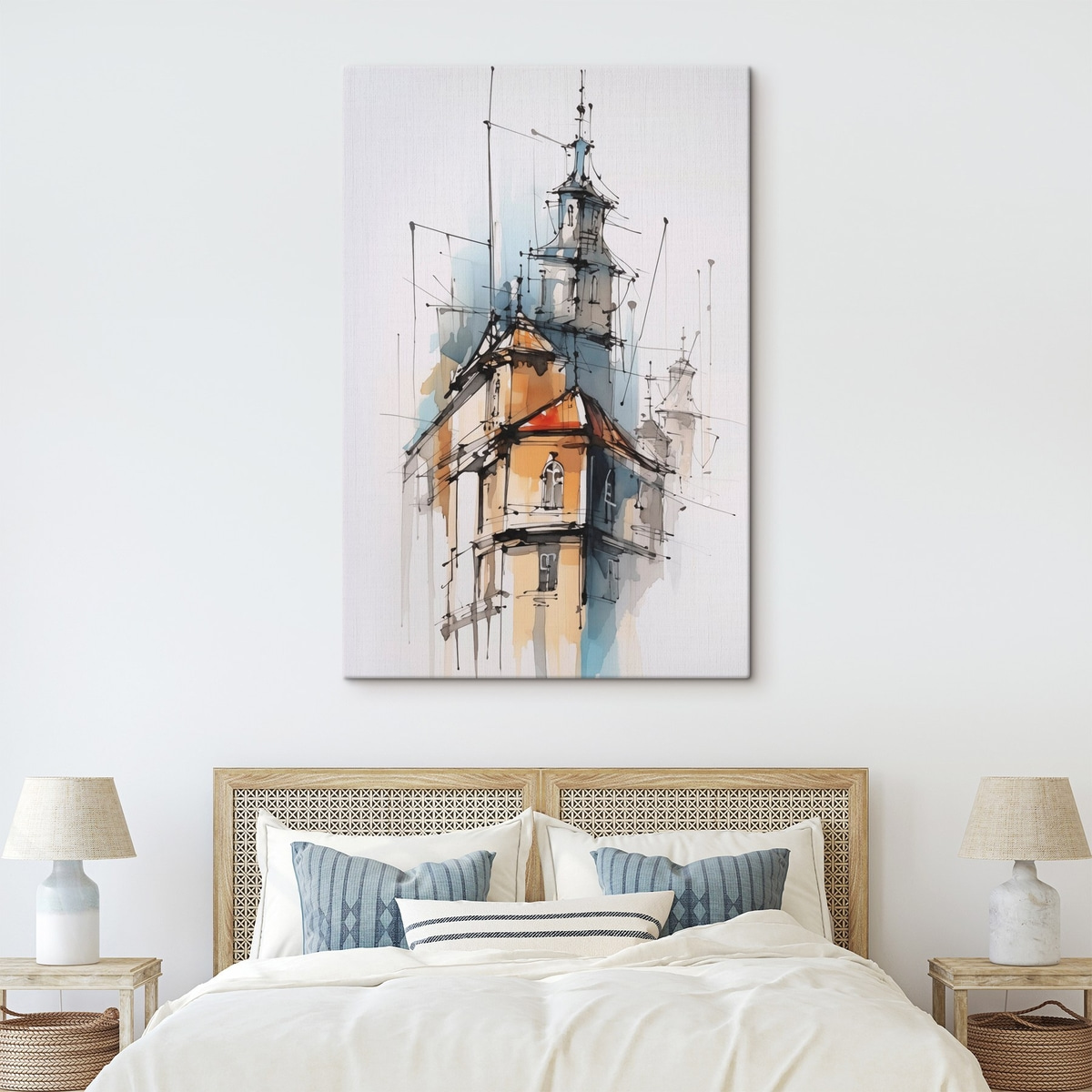 Huizen imitatie schets en aquarel — interieur 1