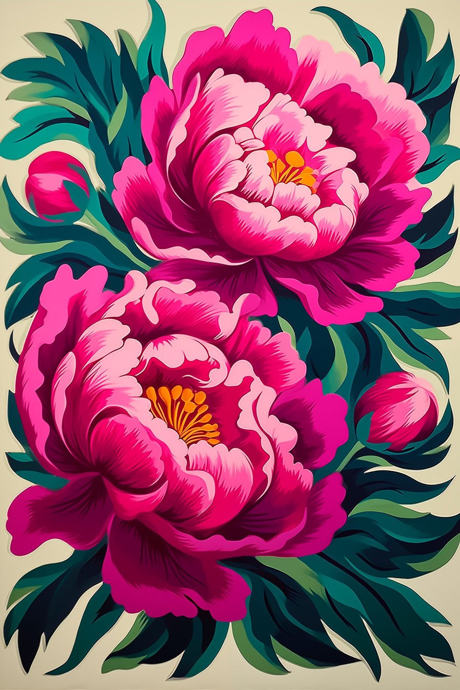 Pioenen van dichtbij — volledig ontwerp