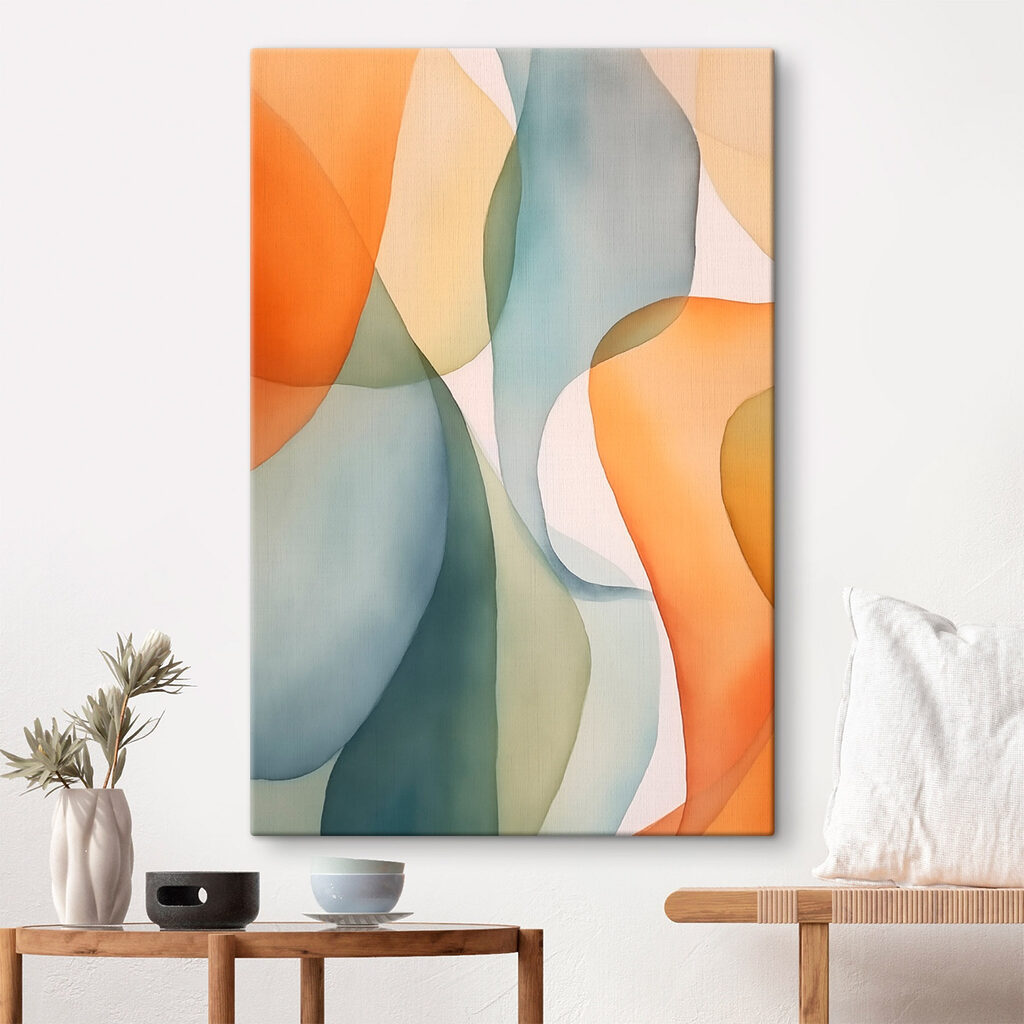 Blauwe bochten tussen perzik — interieur 2