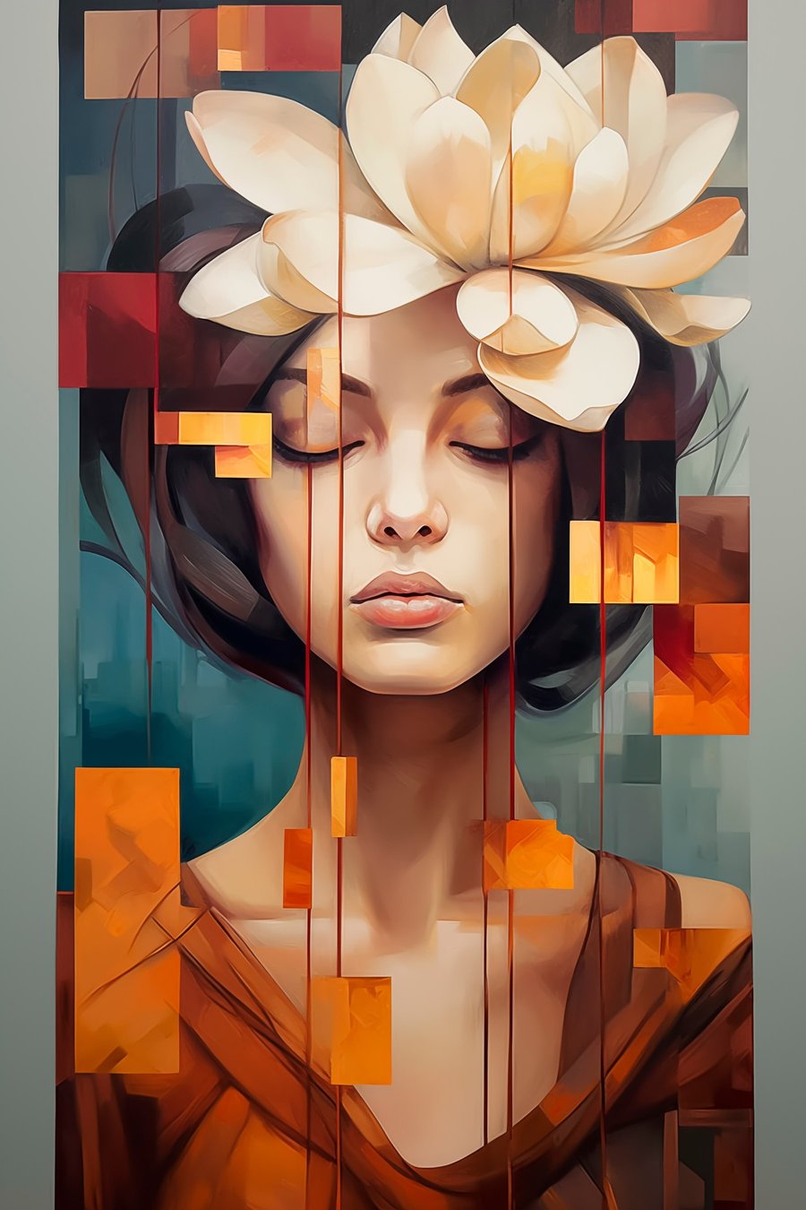 Vrouw met een bloem — volledig ontwerp