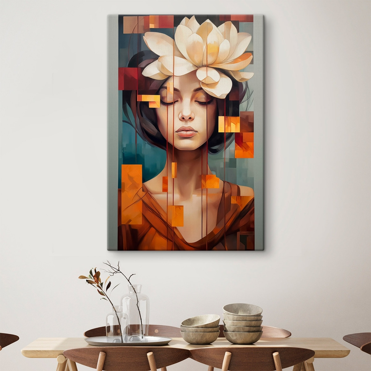 Vrouw met een bloem — interieur 2