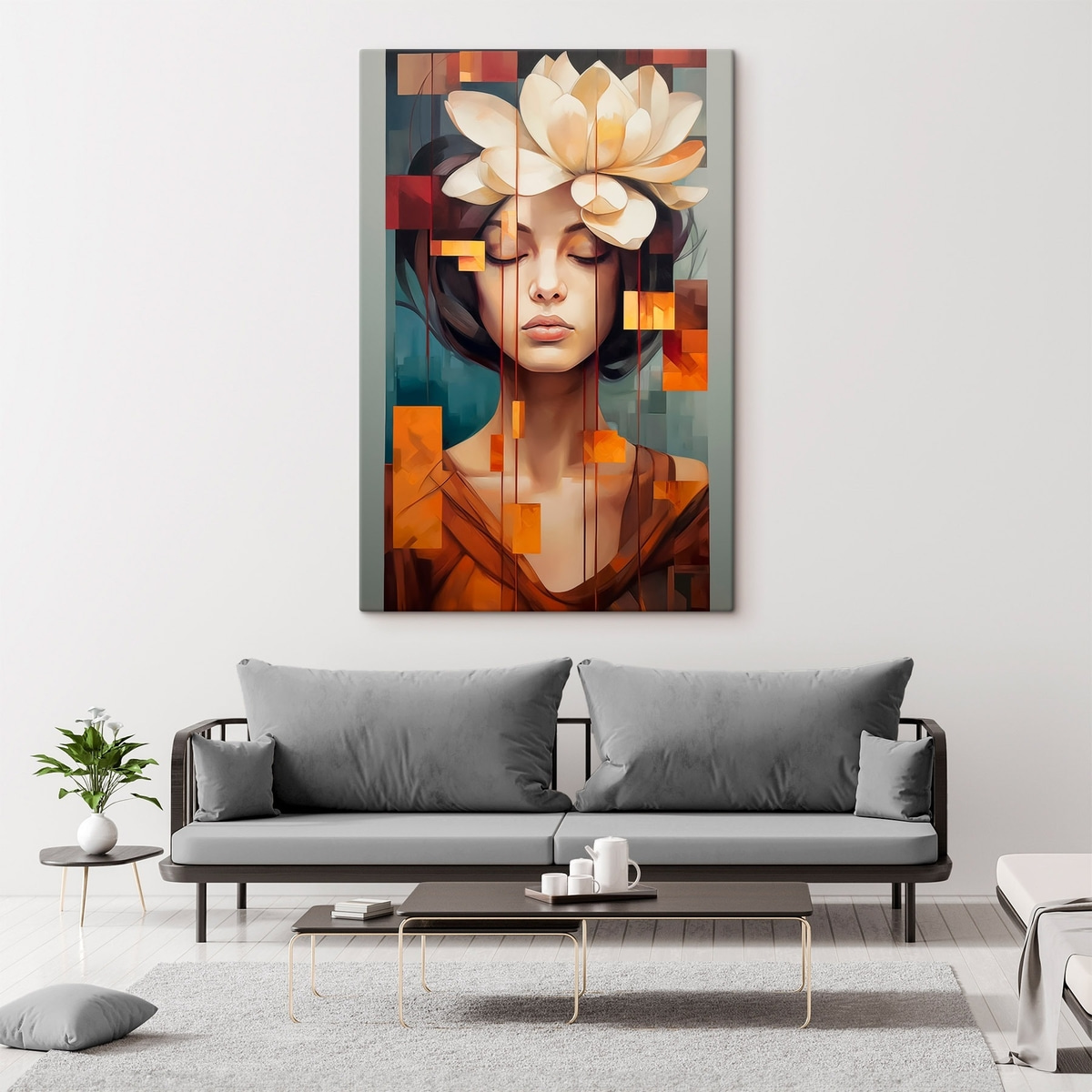 Vrouw met een bloem — interieur 1