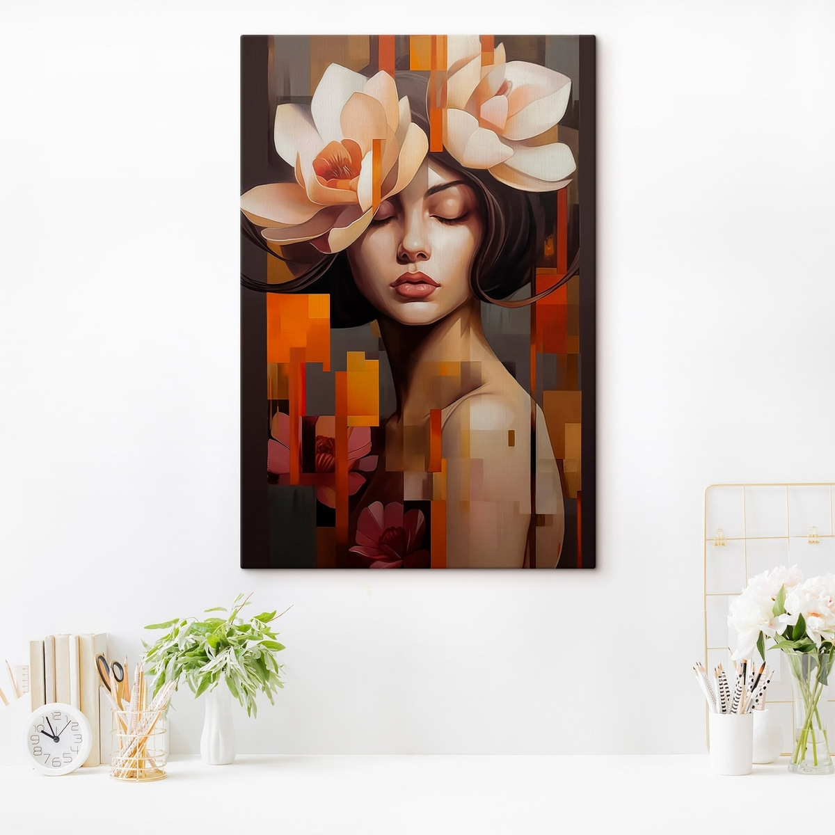 Vrouw met een bloem — interieur 2