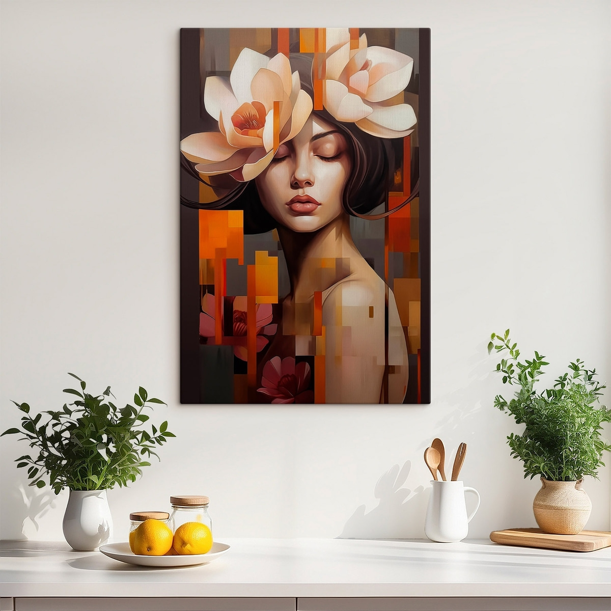 Vrouw met een bloem — interieur 1