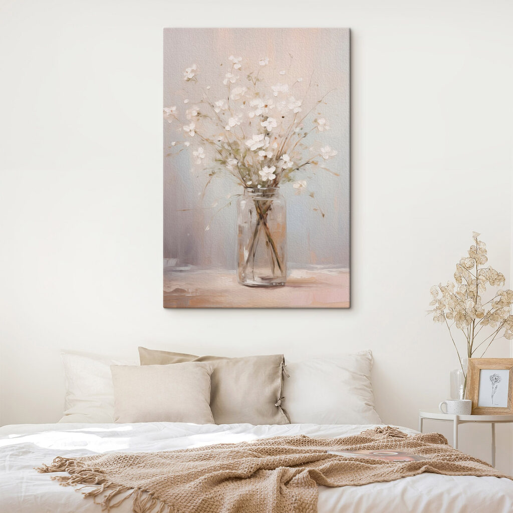 Schilderij van een vaas met witte bloemen — interieur 2