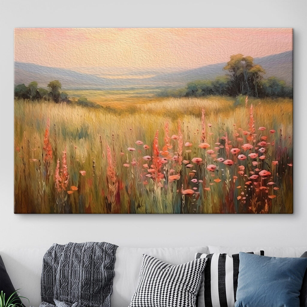 Roze bloemaren in weide — interieur 1
