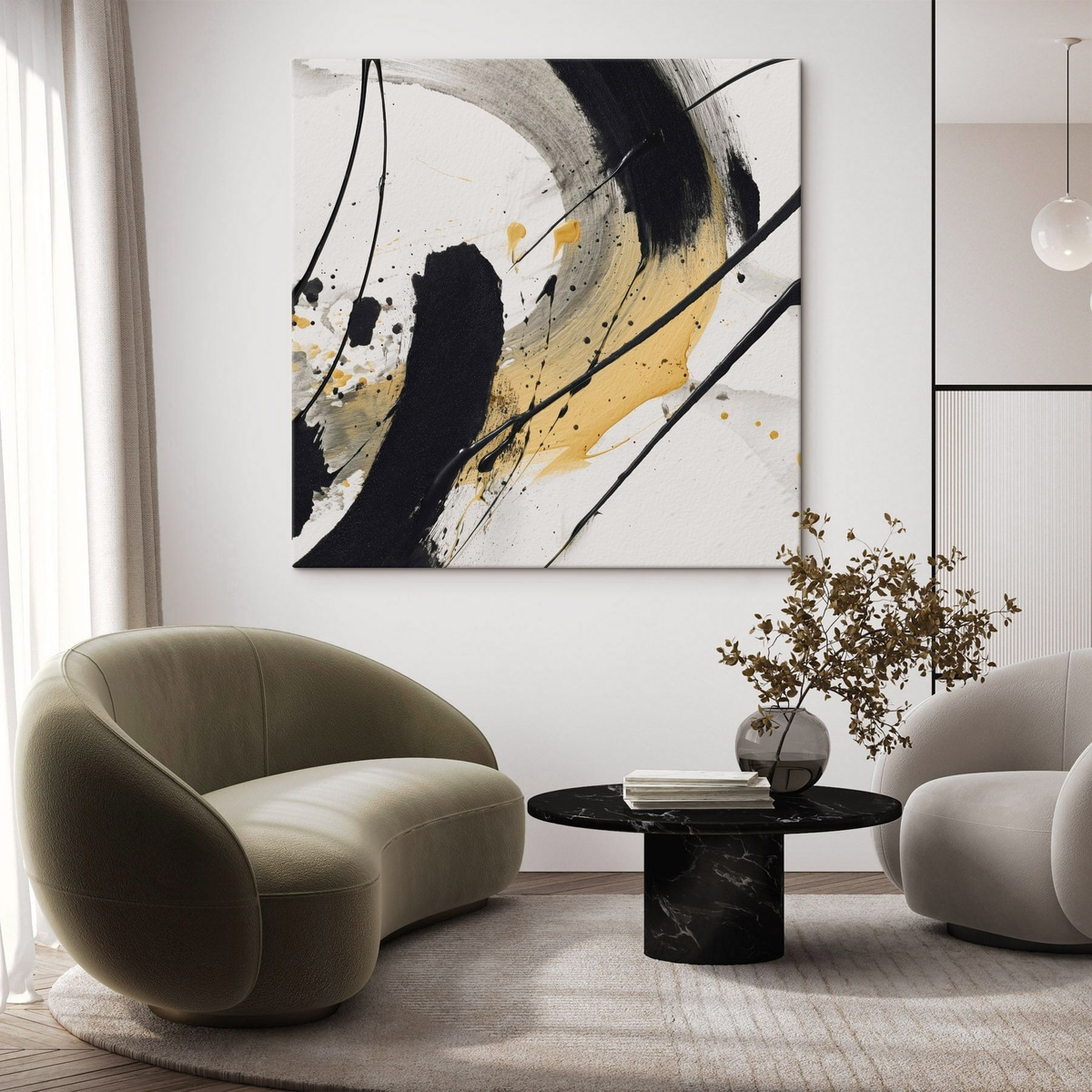 Zwart-gele expressie in schilderstijl — interieur 3