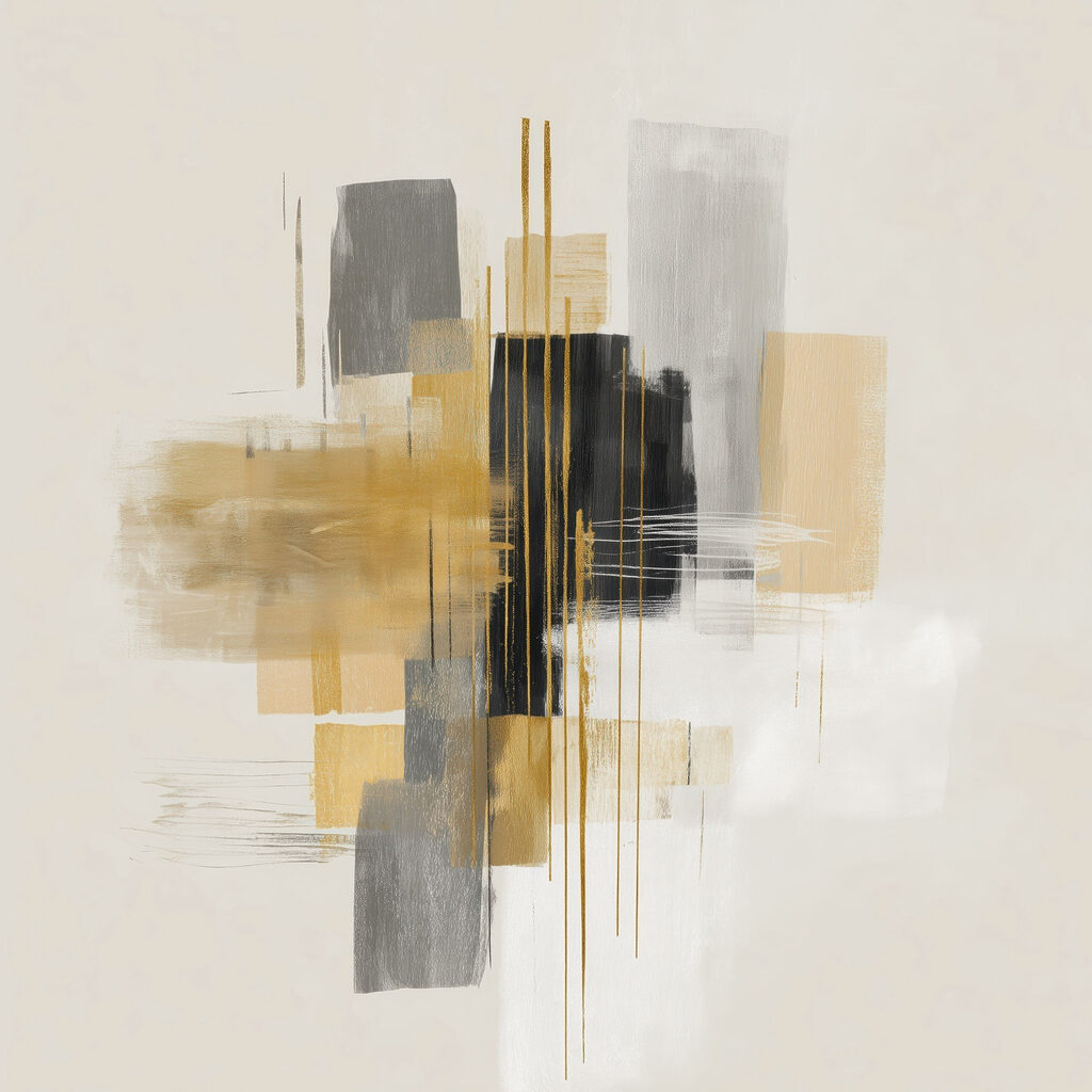 Dynamische abstracte compositie in zachte kleuren — volledig ontwerp