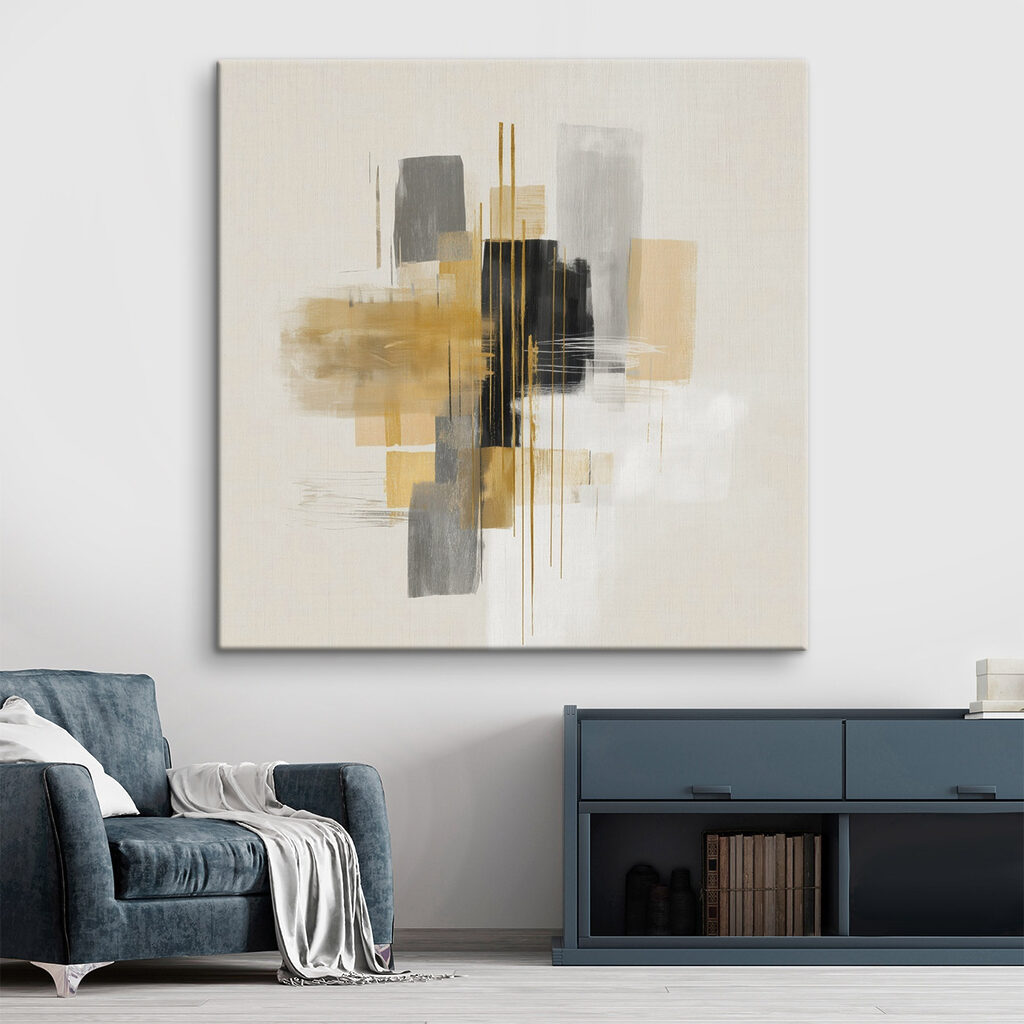 Dynamische abstracte compositie in zachte kleuren — interieur 2