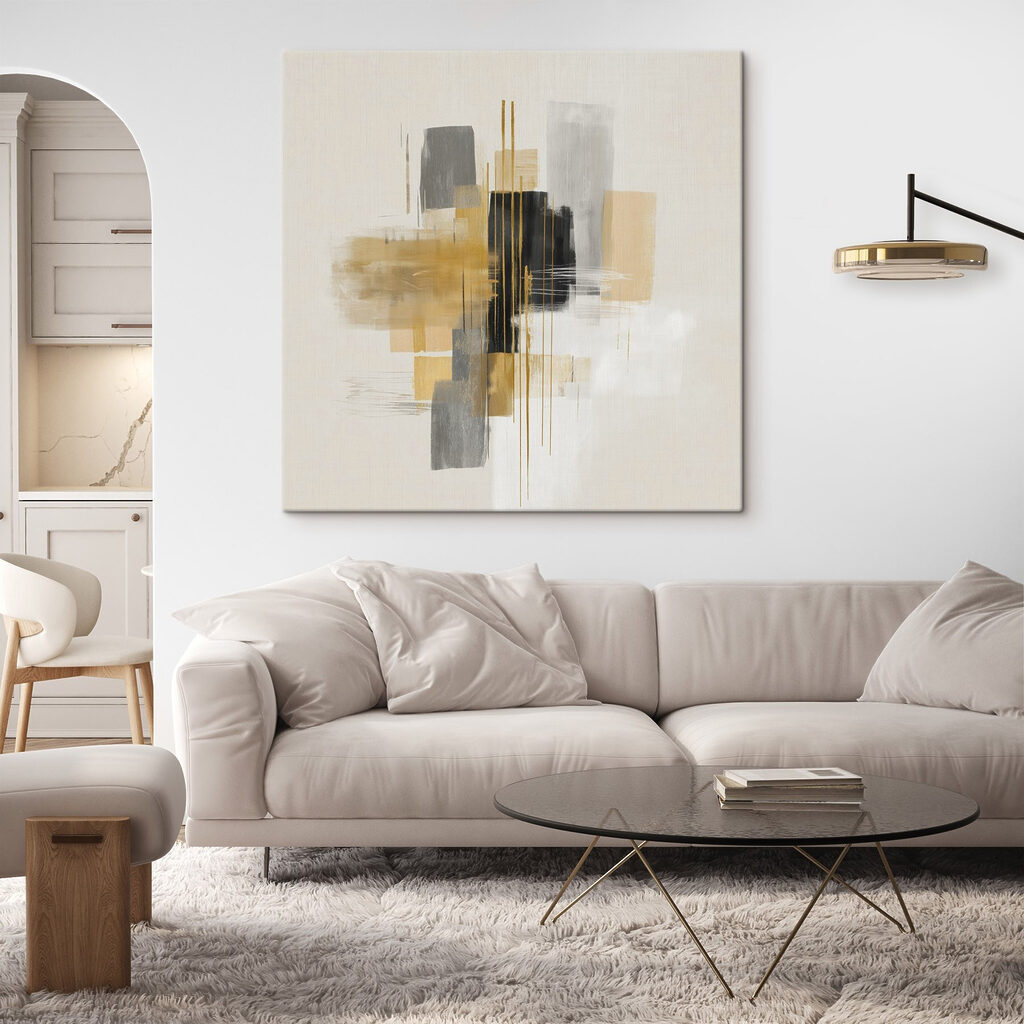Dynamische abstracte compositie in zachte kleuren — interieur 1