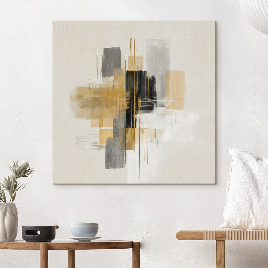 Dynamische abstracte compositie in zachte kleuren — interieur 3