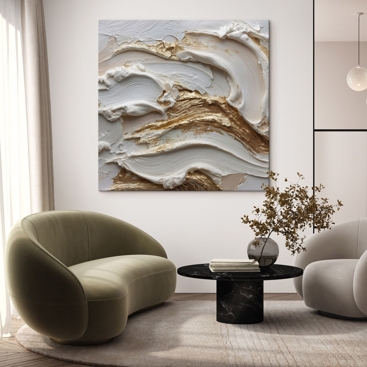 Golfvorm in volumetrische abstractiestijl — interieur 1