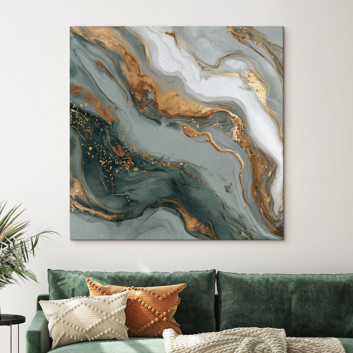 Abstractie met donkergroene en grijze strepen — interieur 2
