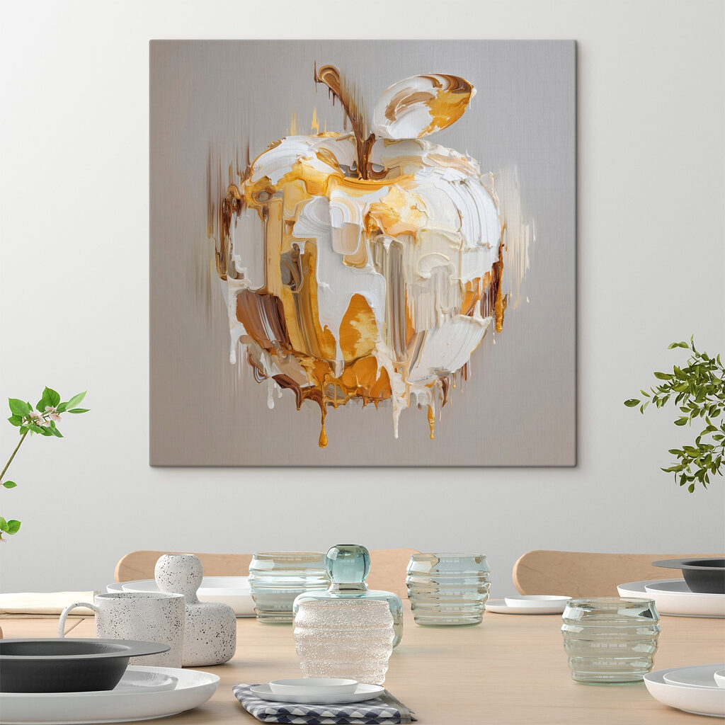 Appel in penseelstreken in een interieur