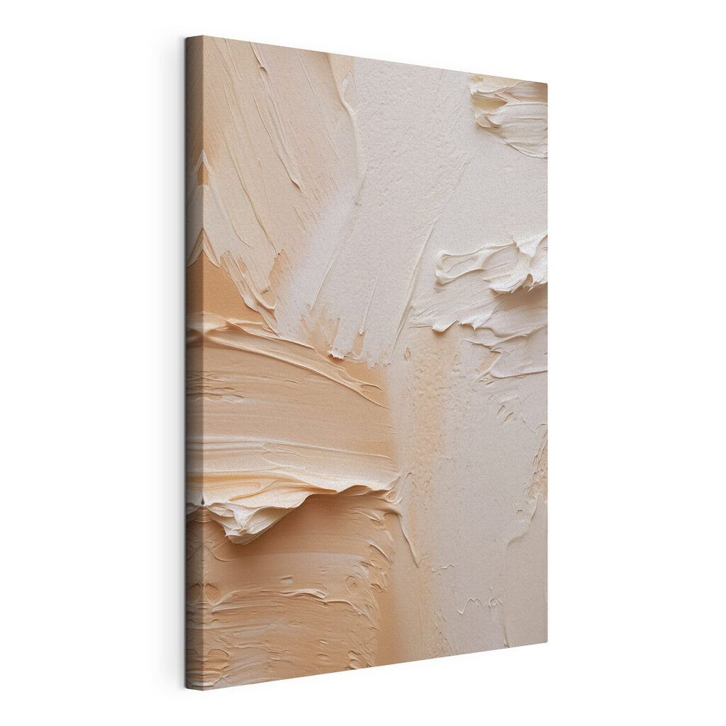 Abstracte texturen in zachte tinten, gespannen canvas met doorlopende rand
